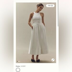 NWT BHLDN High-Neck Satin Duchess A-Line Midi Dress size S